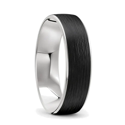 Silver and Carbon Fibre Men's Wedding Ring