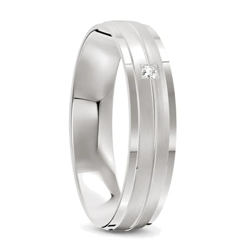 Silver Men's Diamond Wedding Band
