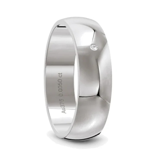 Classic Silver Diamond Mens Wedding Ring