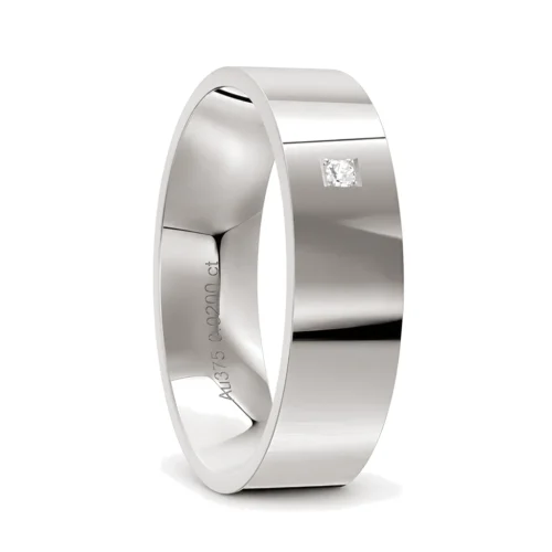 Clean and Simple White Gold Diamond Mens Wedding Ring