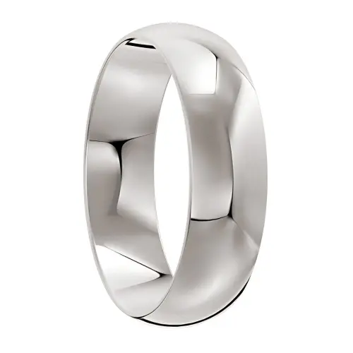 Plain Polished Silver Domed Mens Wedding Ring