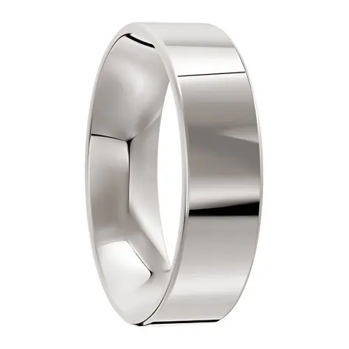 Flat Polished Sterling Silver Mens Wedding Ring
