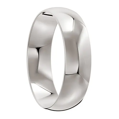 Stunning High Polished White Gold Mens Wedding Ring