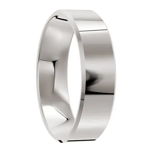 Flat Polished Silver Mens Wedding Ring