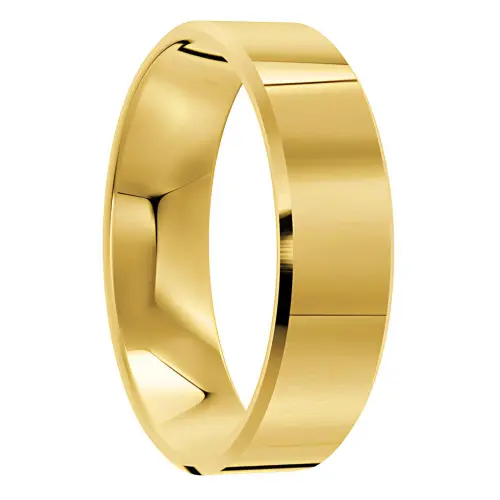 Flat Polished Yellow Gold Mens Wedding Ring