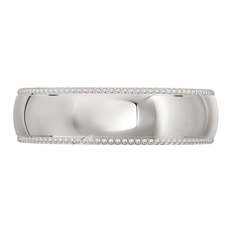3015 White Gold Milgrain Mens Wedding Ring