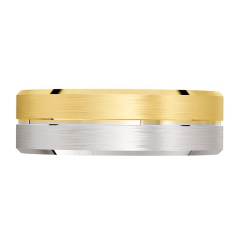 3020 Yellow and White Gold Brushed Mens Wedding Ring