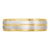 3022 Yellow and White Gold Grooved Mens Wedding Ring