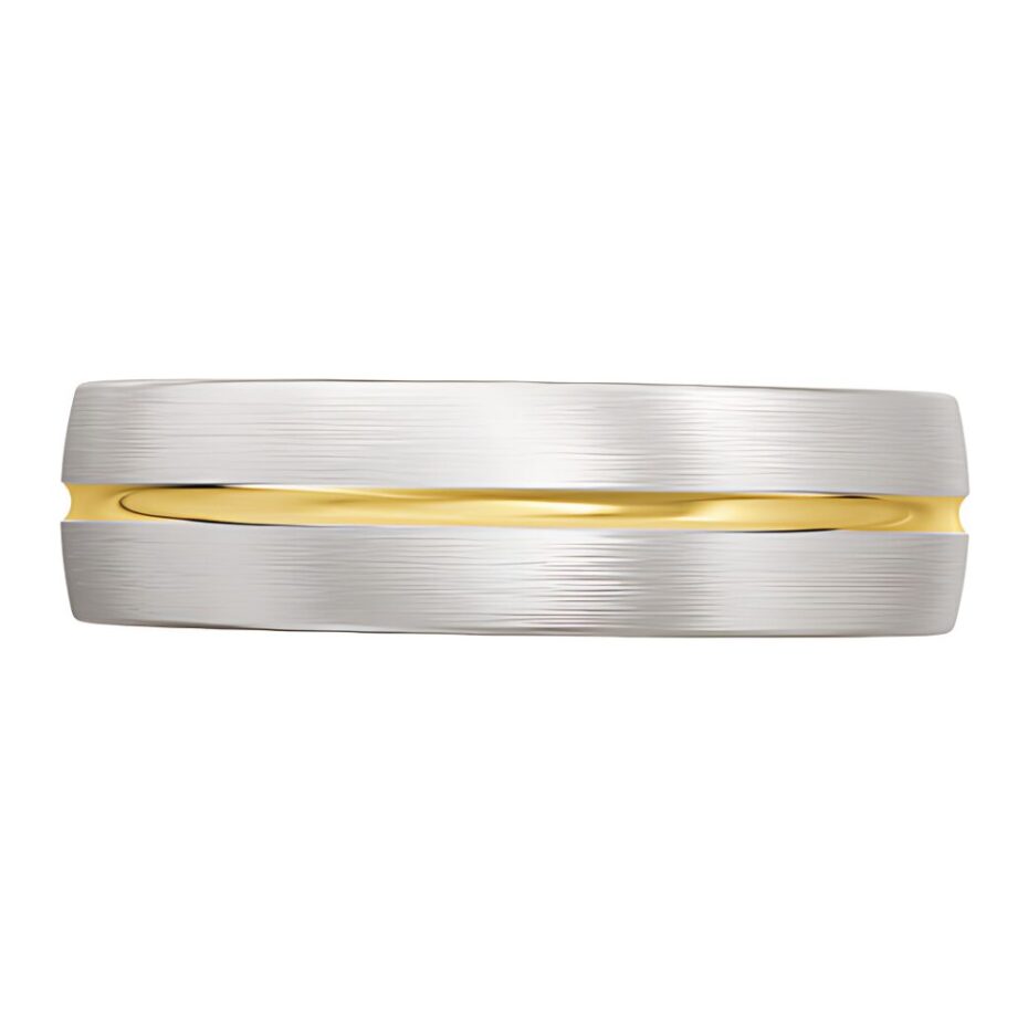 3030 White gold with Yellow Gold Centreline Groove Wedding Ring