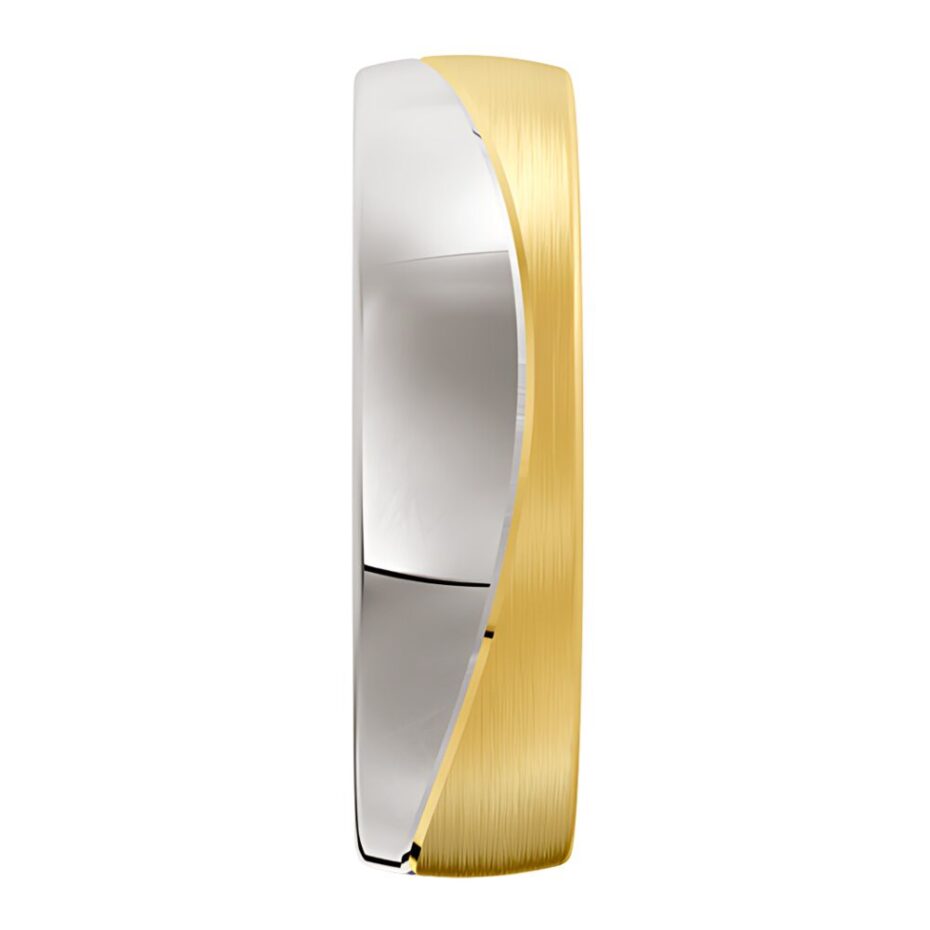 3035 Gold and White Gold Wave Mens Wedding Ring