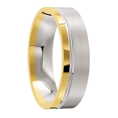 3046 Yellow and White Gold Mens Wedding Band