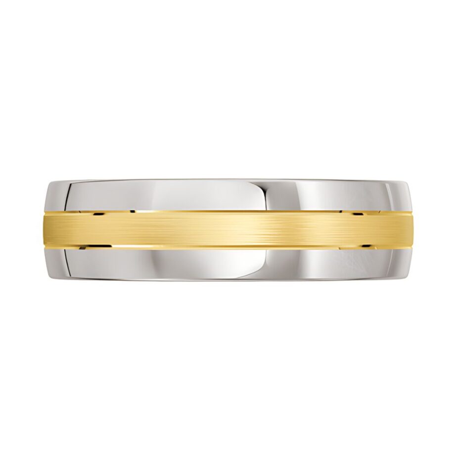 3056 Dual Tone Yellow and White Gold Mens Wedding Ring