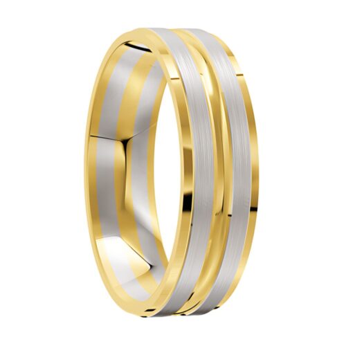 3062 Dual Tone Yellow and White Gold Mens Wedding Ring