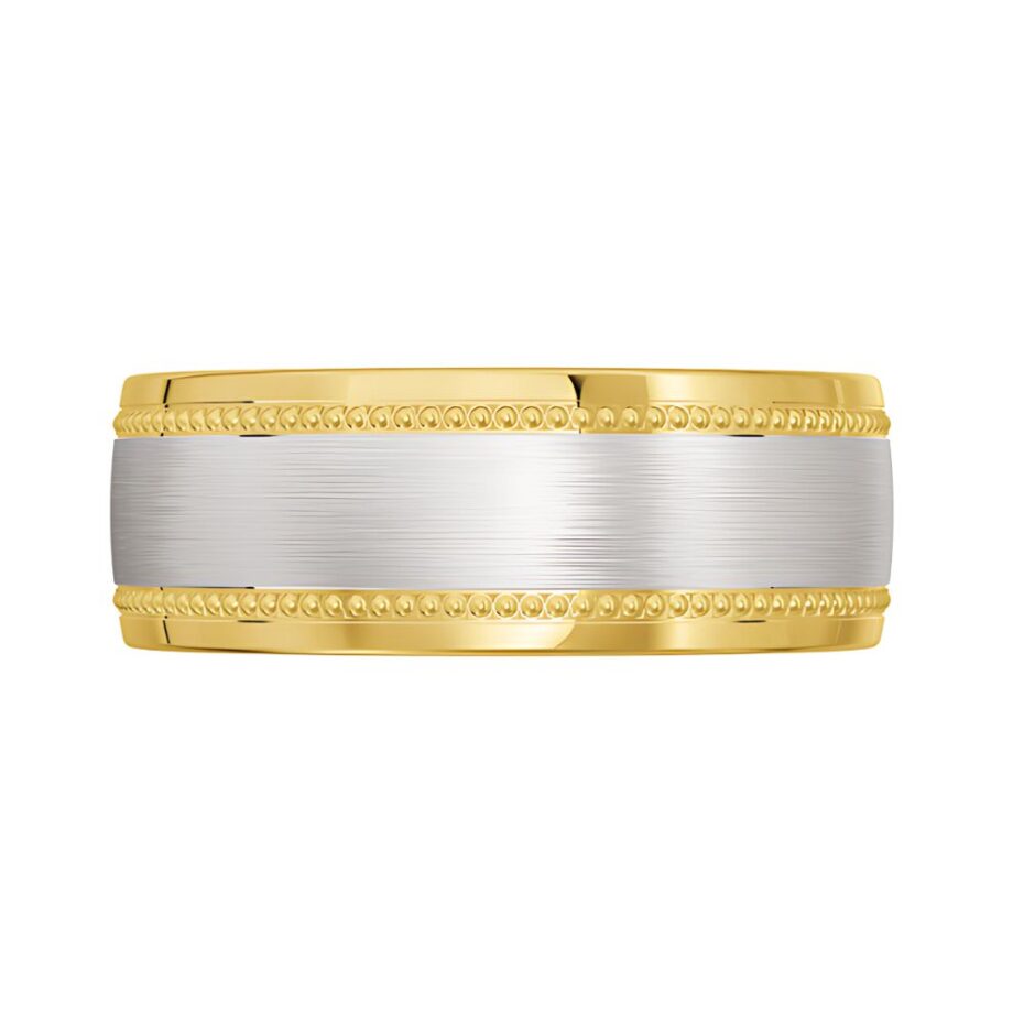 3072 Wider Yellow and White Gold Mens Wedding Ring