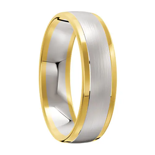 Yellow and White Gold Brushed Mens Wedding Ring