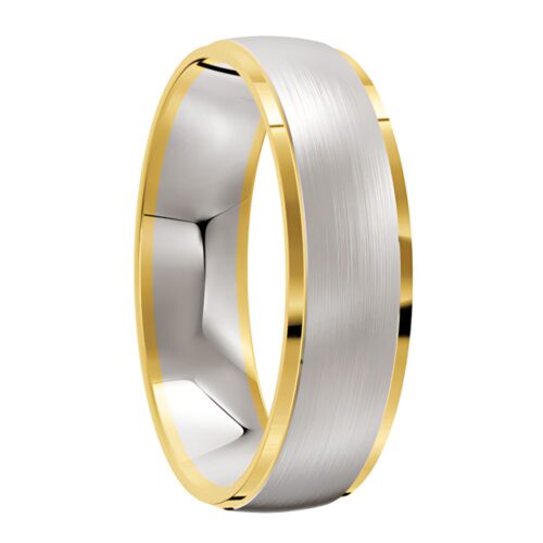 3096 Yellow and White Gold Mens Wedding Ring