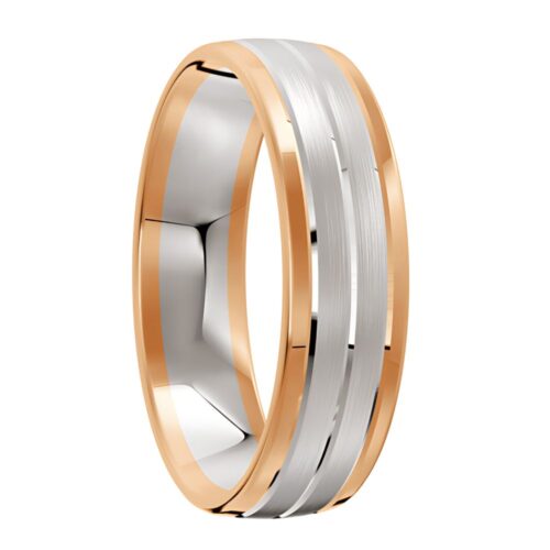 4044 Rose gold and white gold mens wedding ring