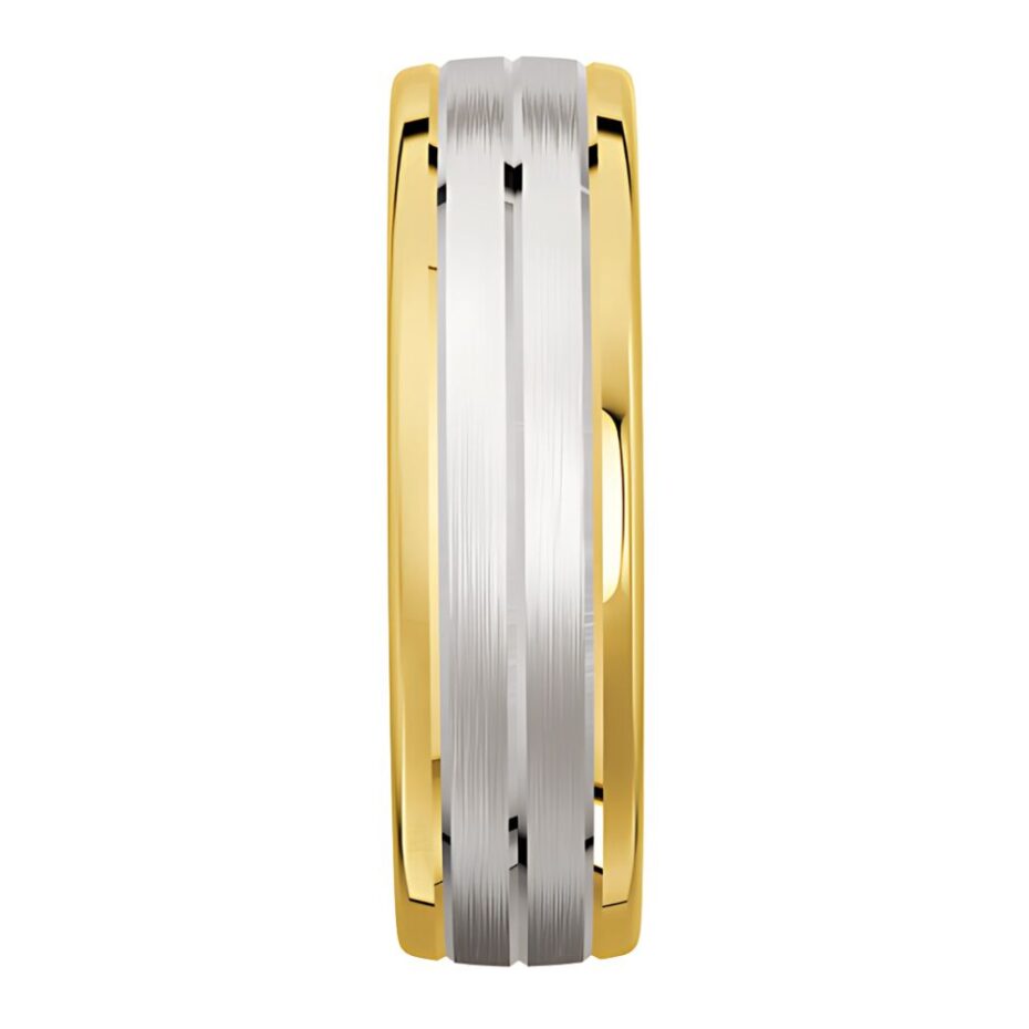 Yellow and White Gold Satin Mens Wedding Ring