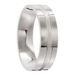 Sterling Silver Polished and Brushed Mens Wedding Ring