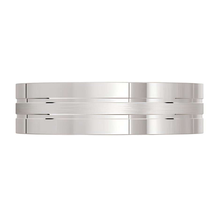 4056 White Gold Platinum Silver Mens Wedding Ring