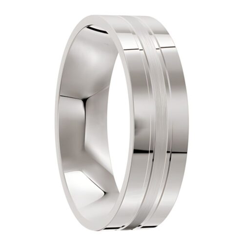 4056 White Gold Platinum Silver Mens Wedding Ring