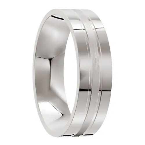 Platinum Polished and Brushed Mens Wedding Ring