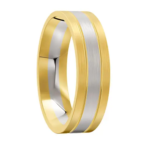 Brushed Twin Groove Two-Tone Gold Men's Ring