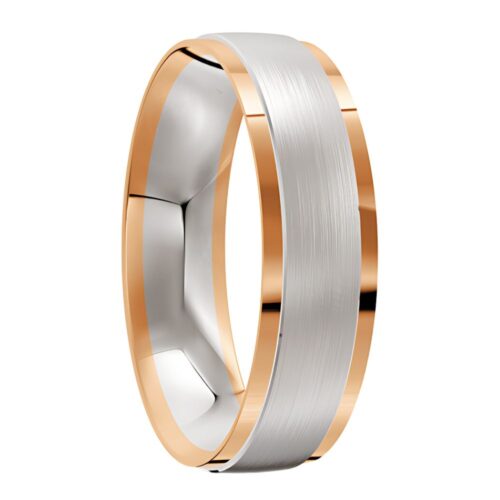 4078 Rose gold and white gold mens wedding band
