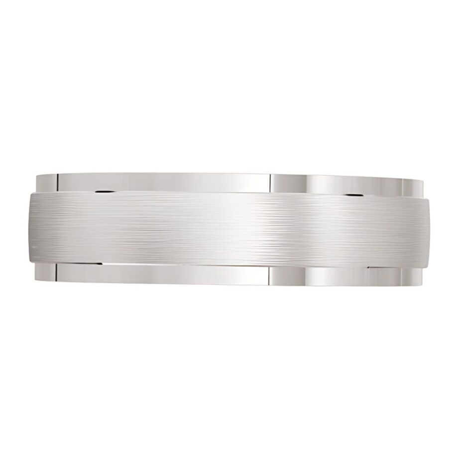 4078 White Gold Platinum Silver Mens Wedding Ring