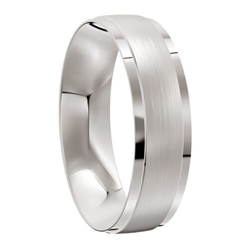 4078 White Gold Platinum Silver Mens Wedding Ring