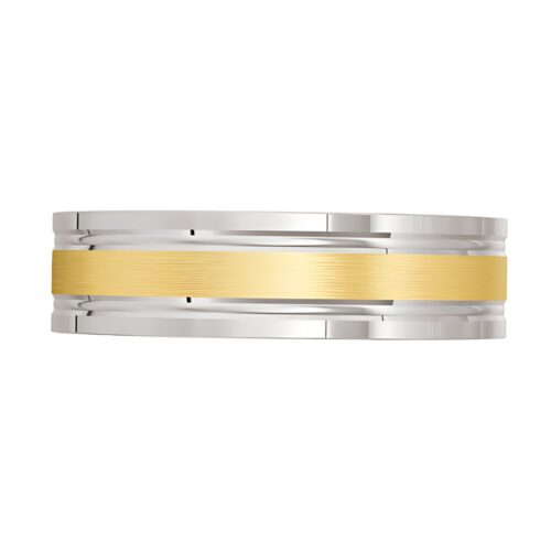 4099 White and Yellow Gold Mens Wedding Ring