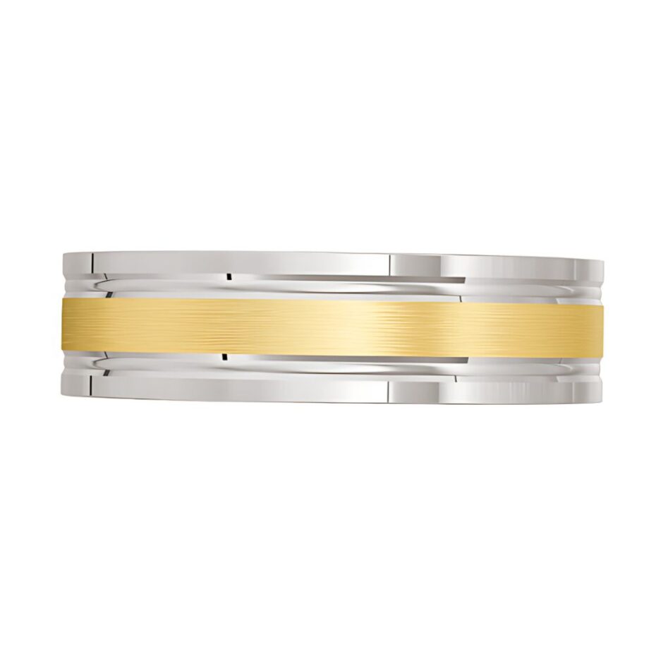 4099 White and Yellow Gold Mens Wedding Ring