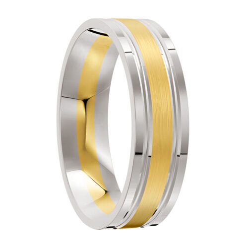 White and Yellow Gold Mens Wedding Ring