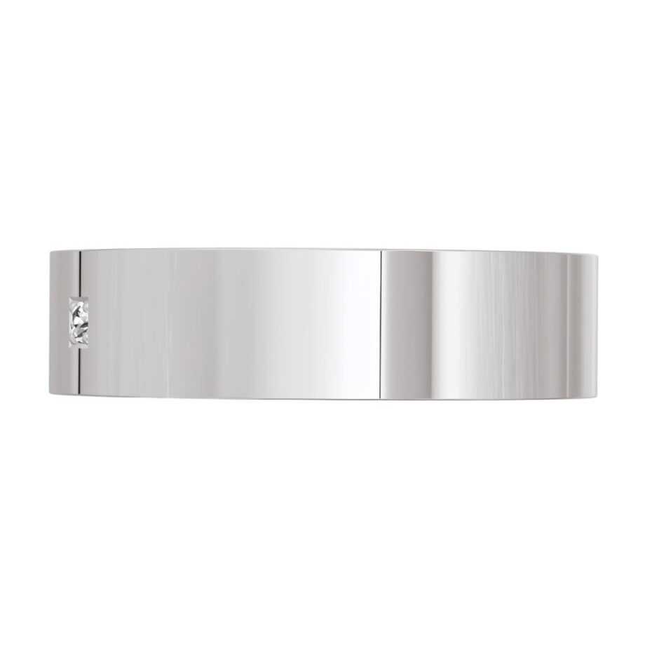 7004 Flat white gold platinum silver diamond mens wedding band
