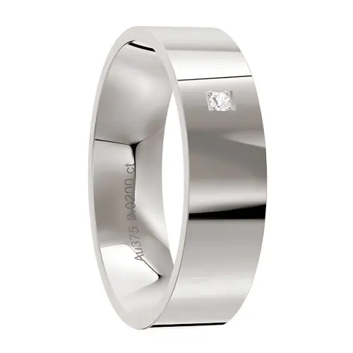 Clean and Simple Silver Diamond Mens Wedding Ring