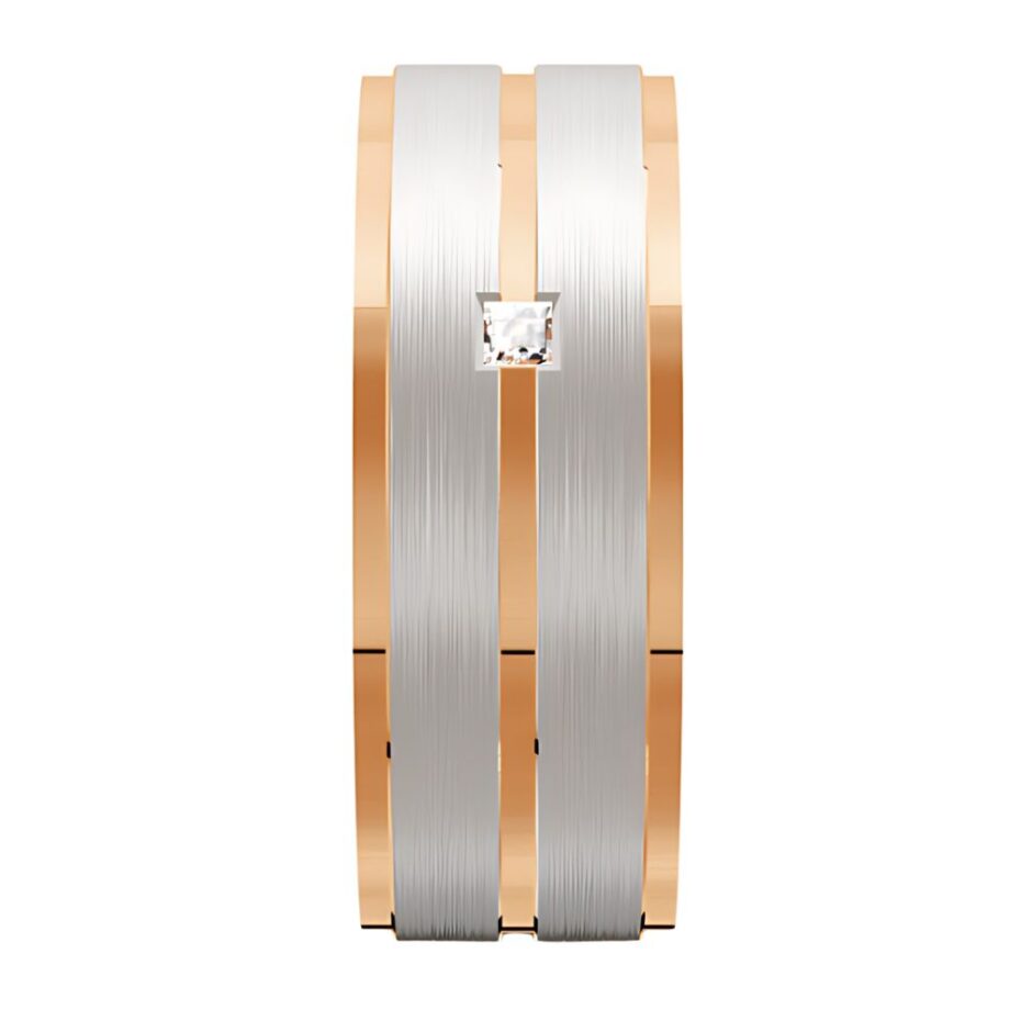 7016 Rose and White Gold Diamond Wedding Ring