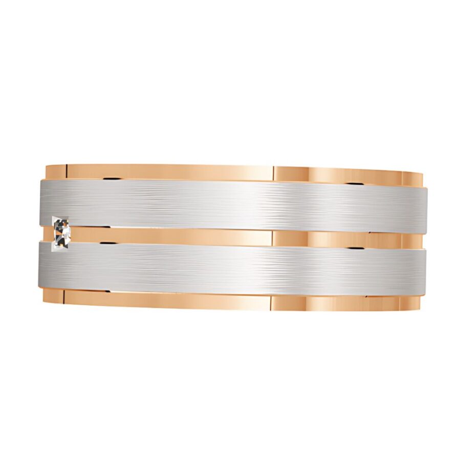 7016 Rose and White Gold Diamond Wedding Ring