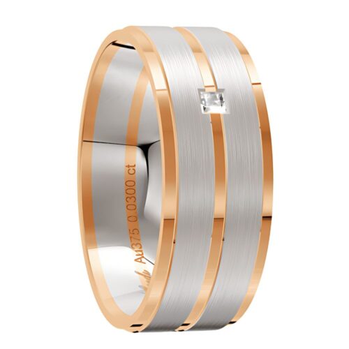 7016 Rose and White Gold Diamond Wedding Ring
