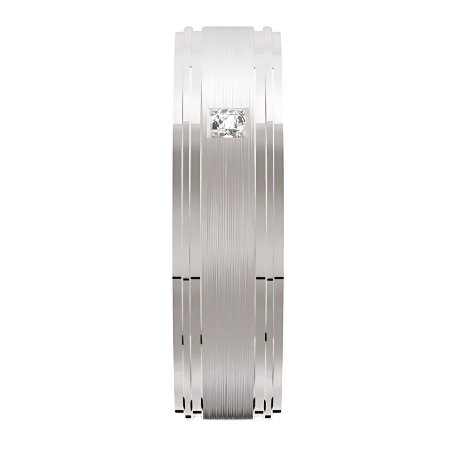 7025 White gold platinum silver diamond ring for men