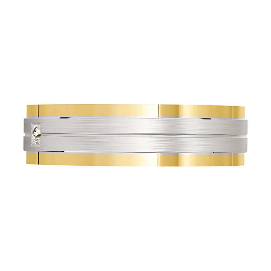 7086 Two Tone Mens Gold Diamond Wedding Ring