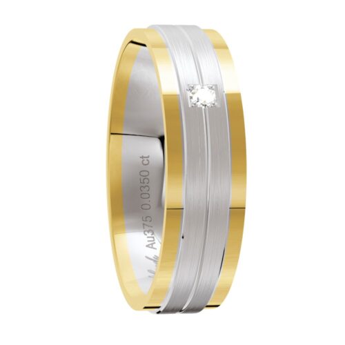 7086 Two Tone Mens Gold Diamond Wedding Ring