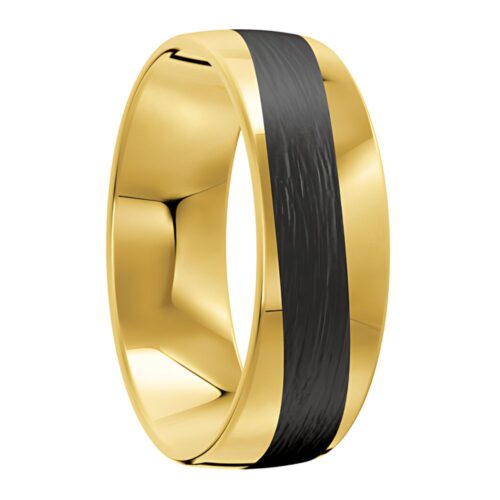 9006 Yellow Gold and Carbon Fibre Mens Wedding Ring
