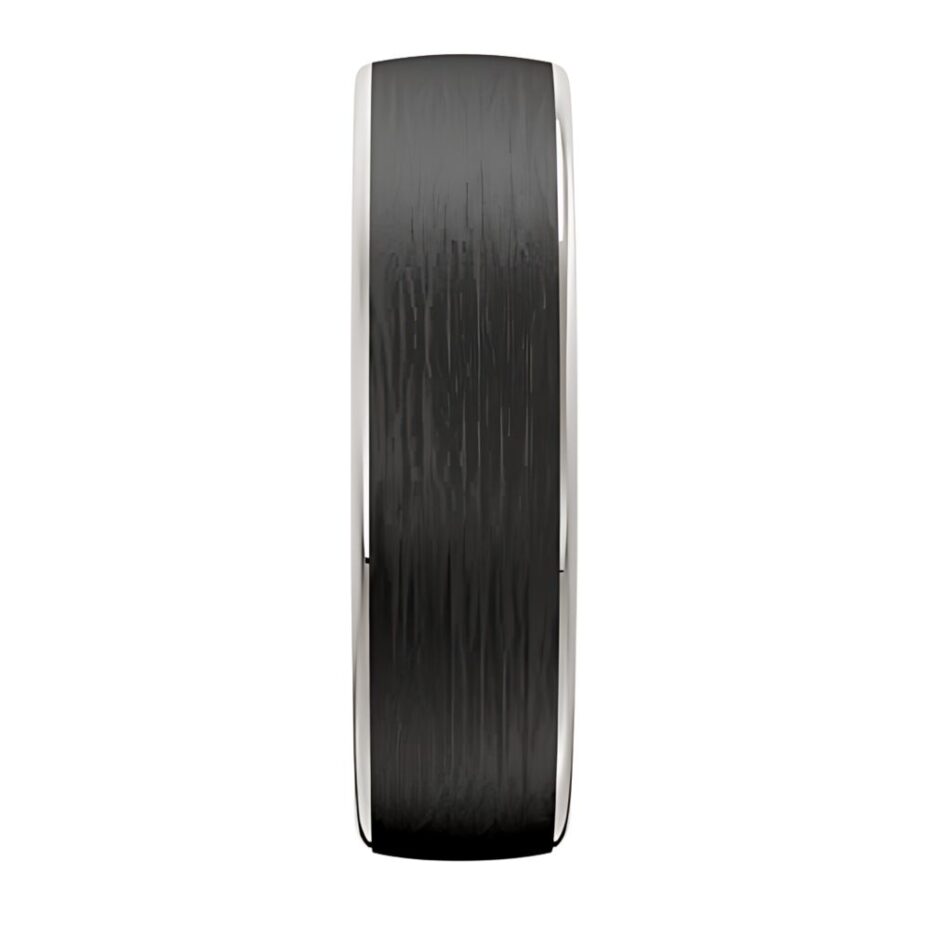 9021 White gold Platinum Silver and carbon fibre mens wedding ring