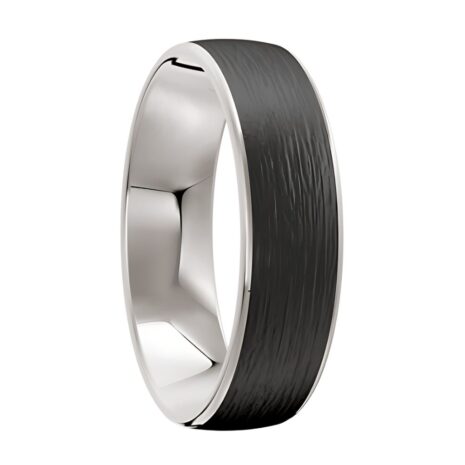 9021 White gold Platinum Silver and carbon fibre mens wedding ring