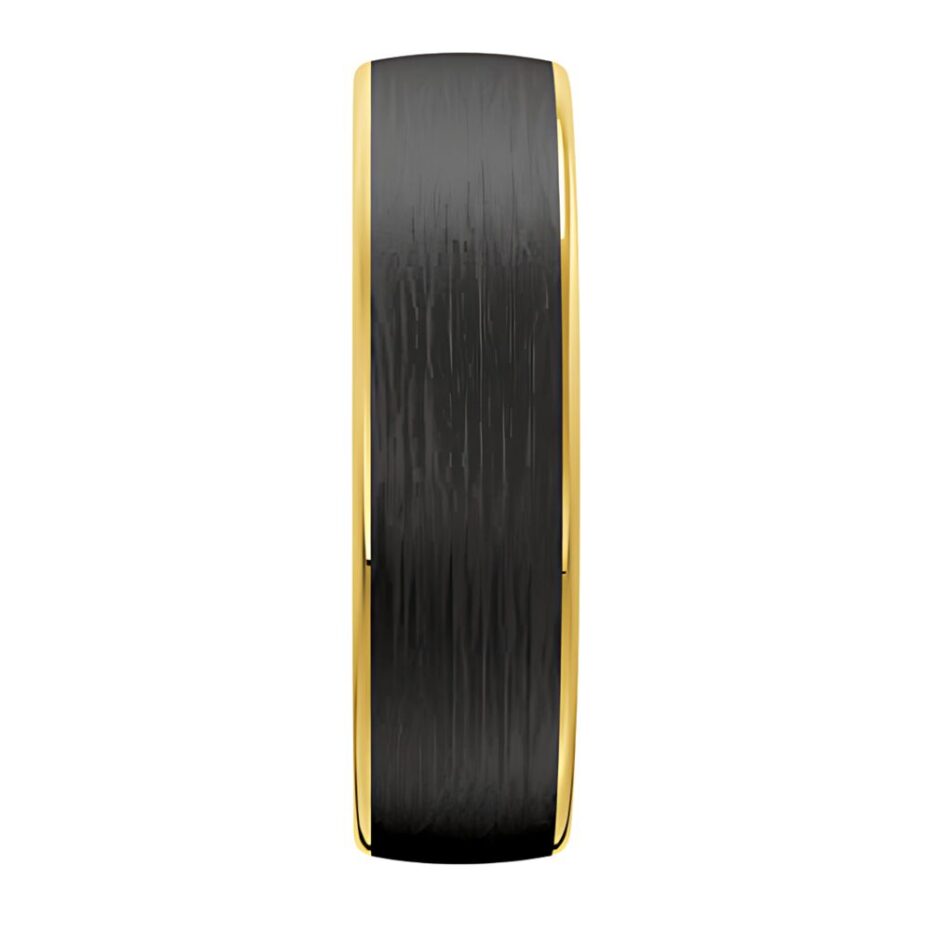 9021 Yellow gold and carbon fibre mens wedding ring