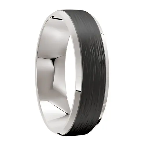 Platinum and Carbon Fibre Mens Wedding Ring