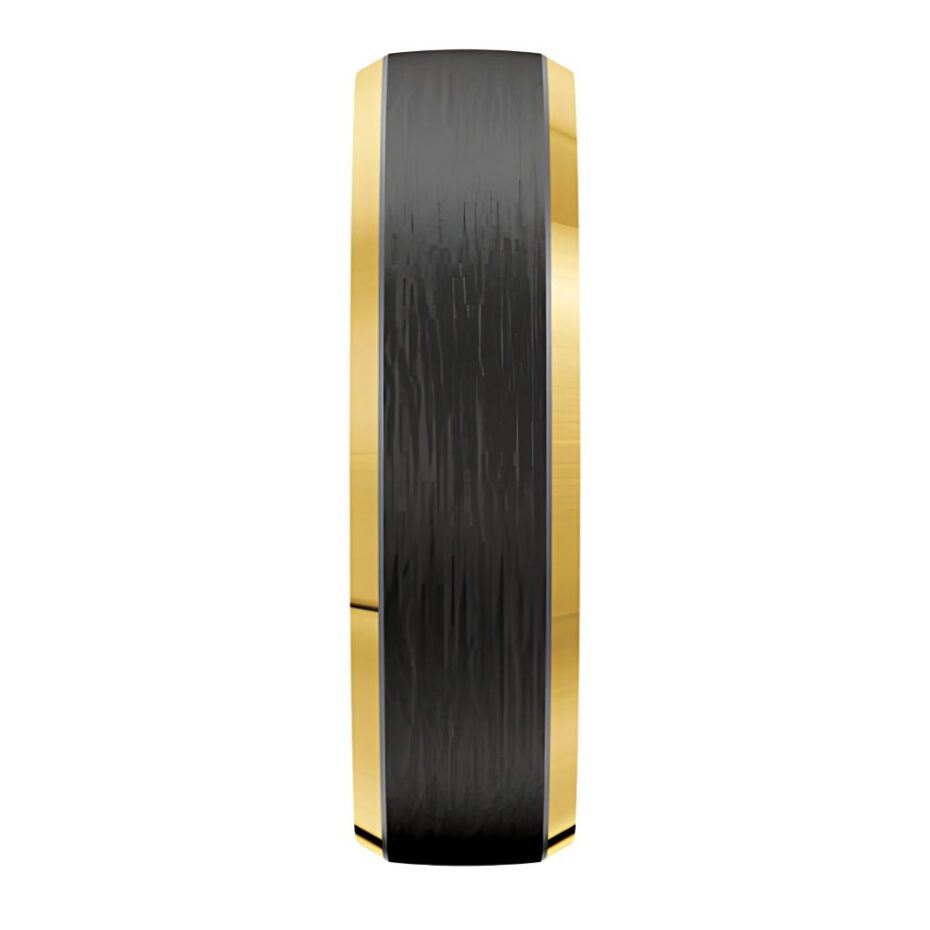 9052 Yellow Gold and Carbon Fibre Mens Wedding Ring
