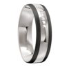 9056 White Gold Platinum Silver Carbon Fibre Diamond Mens Ring