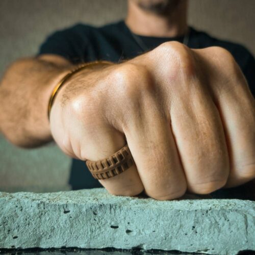 Tyre Tread Bronze Mens Silicone Rings