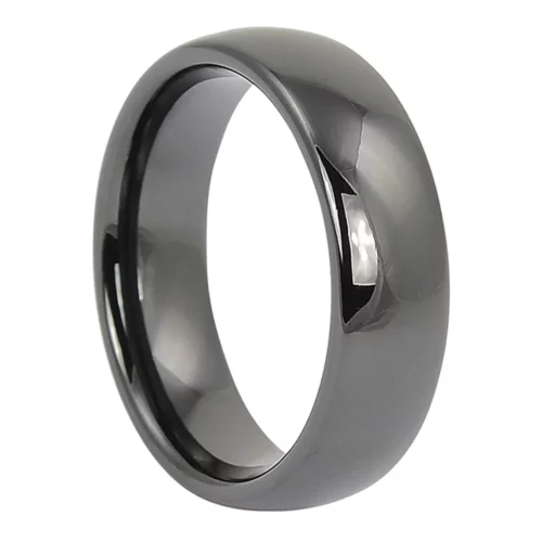 Black Polished Ceramic Mens Ring